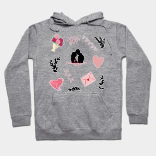 Love stickers valentines day pattern Hoodie